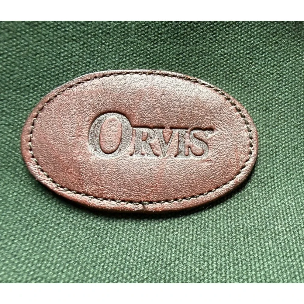 Orvis Vintage Green Canvas & Leather Wheeled Carry-On Duffel Bag 19x13x8